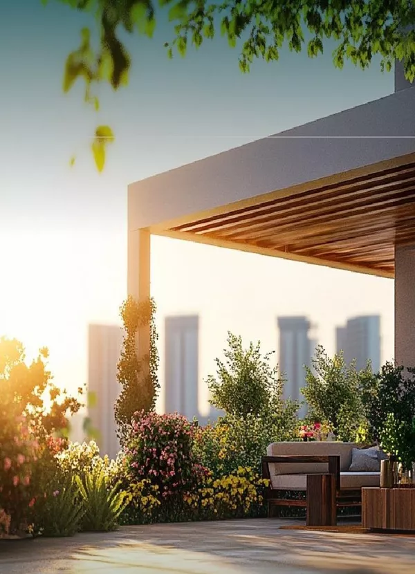 Aura Sector 79 Gurgaon serene terrace garden designed for wellness and quiet moments